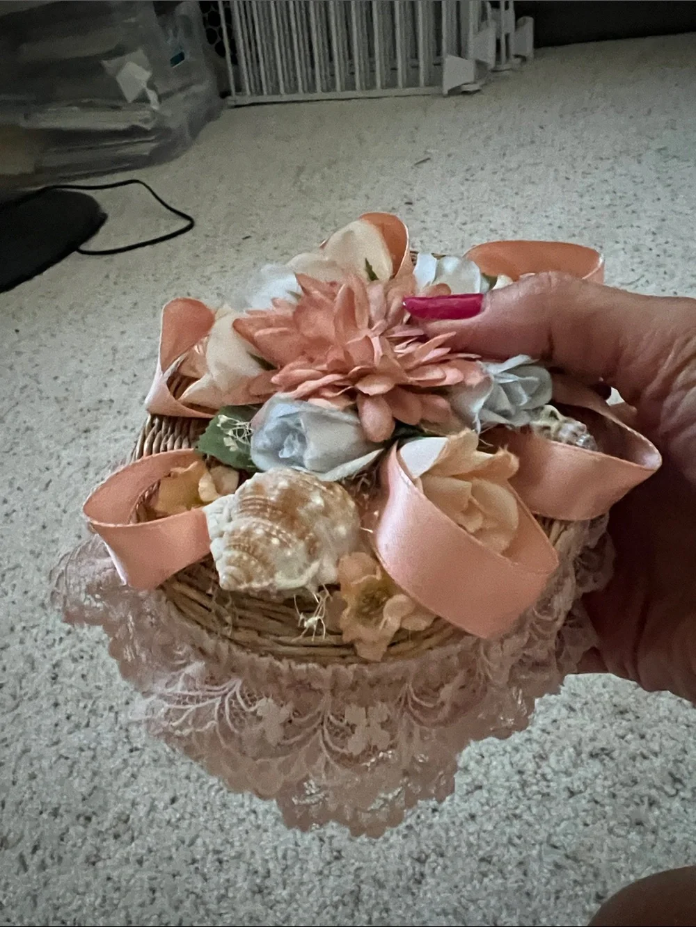 Decorative Lace Trinket Basket